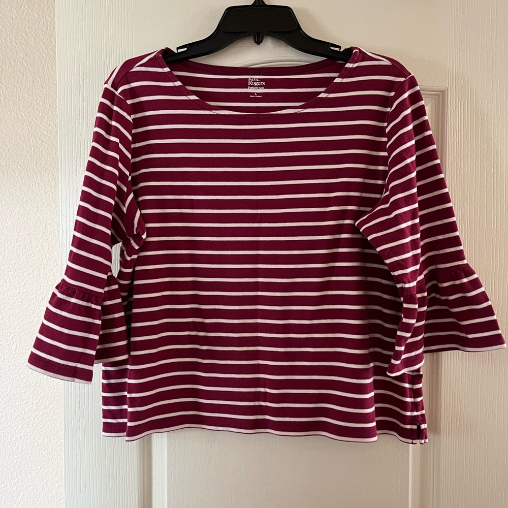 Kim Rogers Bell Sleeved Striped Blouse